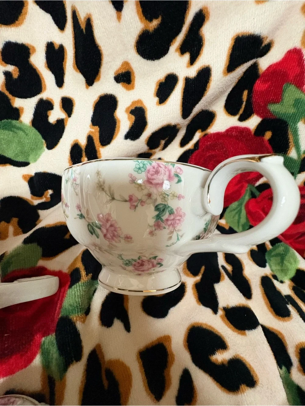 New Classic Floral Porcelain Tea for One Set in Pink and Green